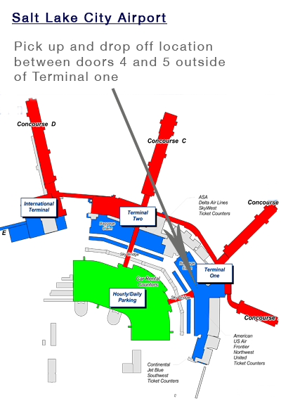 Salt lake City airport pickup location map